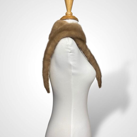 Light Brown Genuine Mink Fur Jacket Coat Collar Stole Wrap Scarf 45x4" Lined - Picture 4 of 10